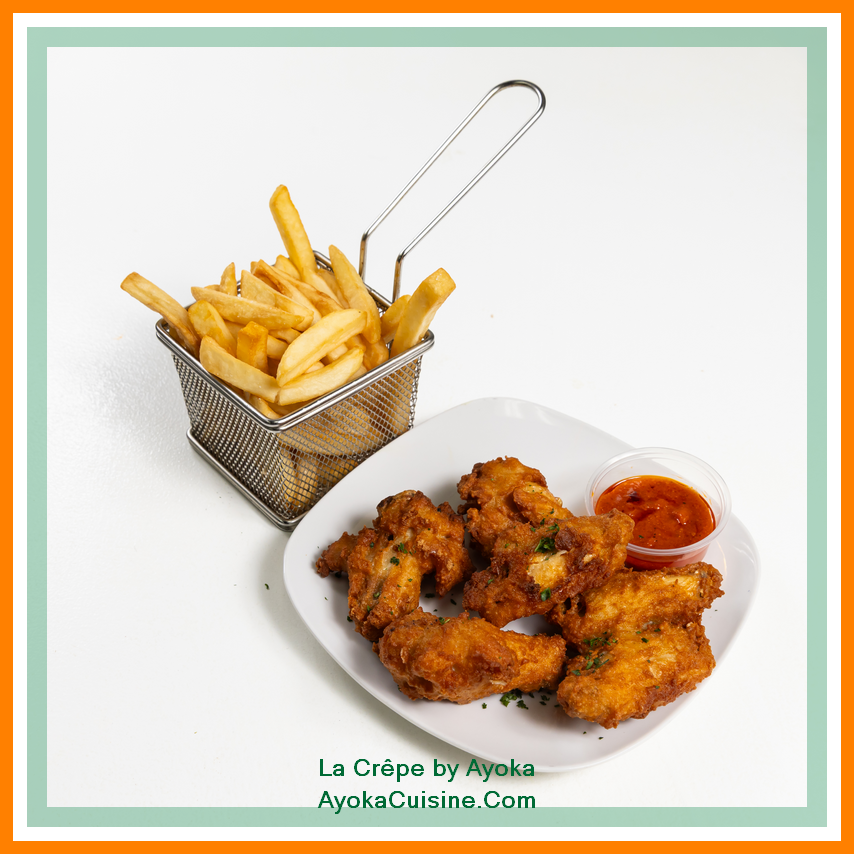 Chicken wings with fries ($12 for 6 pcs)